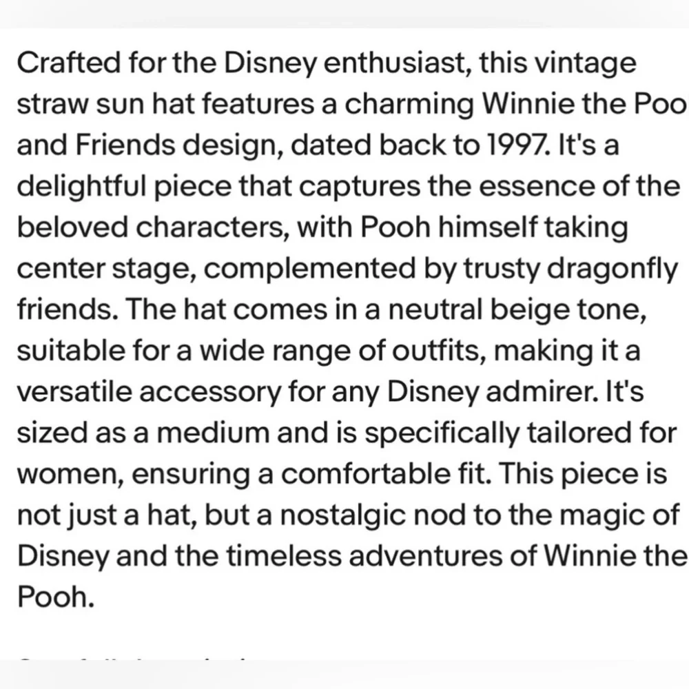Disney Winnie the Pooh Patch Sun Bucket Woven Dragonfly Brim Straw Hat